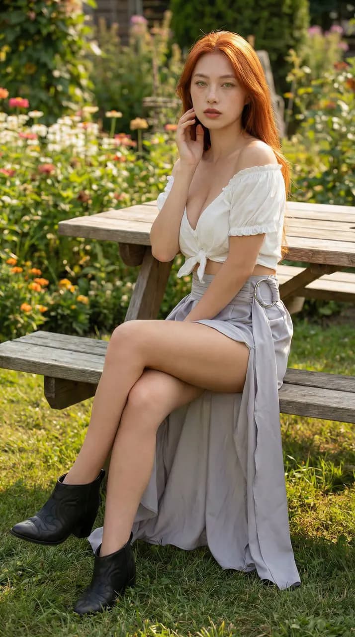 Amora sitting in a garden